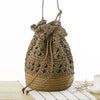 New Hollow Bucket Woven Bag Shoulder Beach Bag Seaside Vacation Straw Bag Female Bag