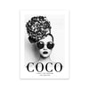 Fashion Flower Woman Poster And Print Cocoa Quote Wall Art Painting On Canvas