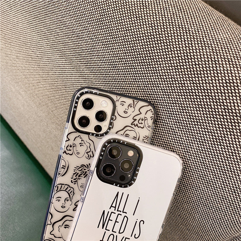 Compatible with Apple , Ins Simple English Portrait 12Promax Mobile Phone Case
