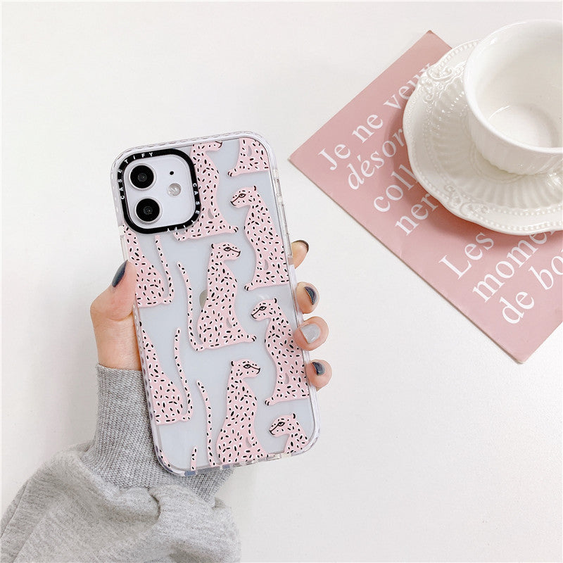 Simple Style Pink Leopard Leopard Print Phone Case