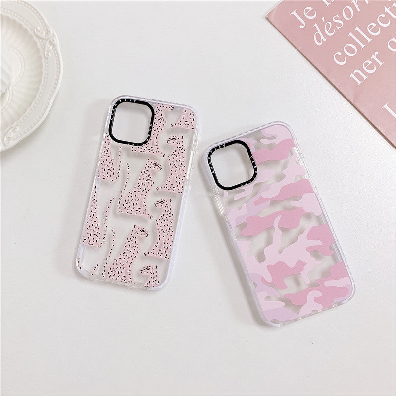 Simple Style Pink Leopard Leopard Print Phone Case
