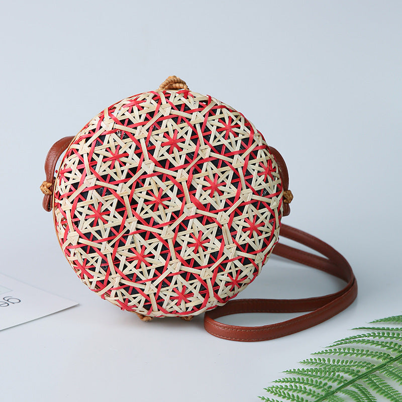 Handmade Bamboo Woven Circular Woven Bag