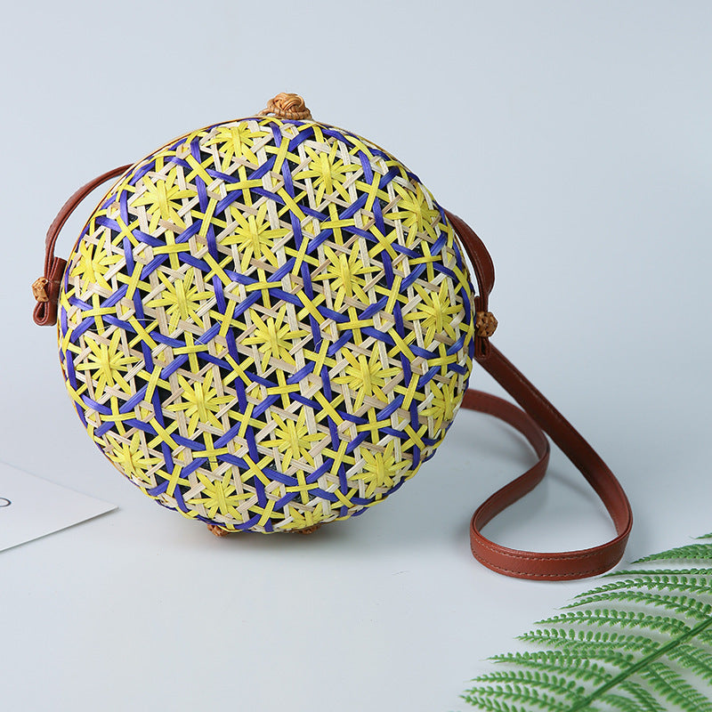 Handmade Bamboo Woven Circular Woven Bag
