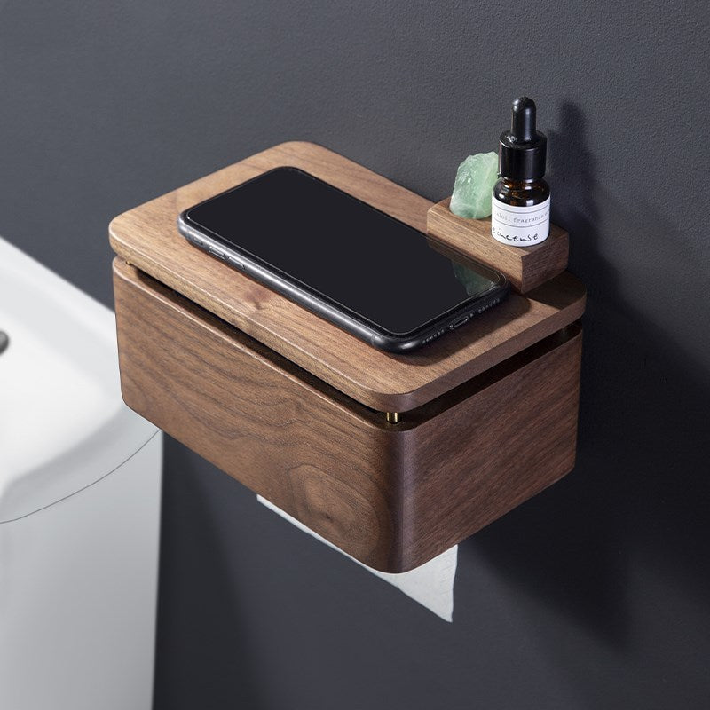 Toilet Tissue Box Perforated Toilet Roll Paper Box Wooden Wall-mounted Hand Towel Box