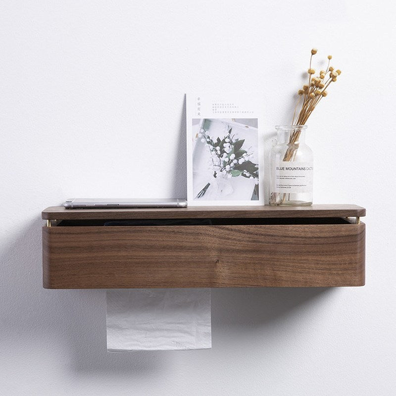 Toilet Tissue Box Perforated Toilet Roll Paper Box Wooden Wall-mounted Hand Towel Box