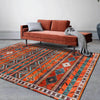 Geometric Ethnic Stripes Dark Orange Living Room Bedroom Bedside Carpet Floor Mats