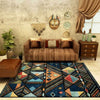 Ethnic Style Blue Multicolor Block Living Room Bedroom Bedside Carpet Floor Mats