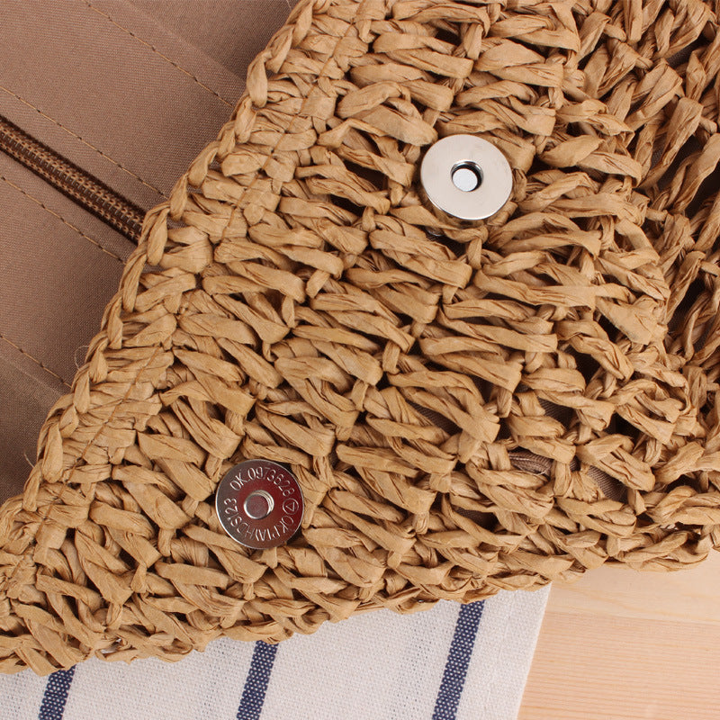 Large-capacity Portable Hollow Retro Straw Woven Bag