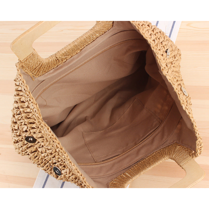 Large-capacity Portable Hollow Retro Straw Woven Bag