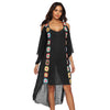 Rainbow Color Hand Crochet Flower Stitching Strapless Irregular Beach Dress Robe