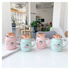L Korean Cute Strawberry Ceramic Mug Mirror Cover Sealed Cups