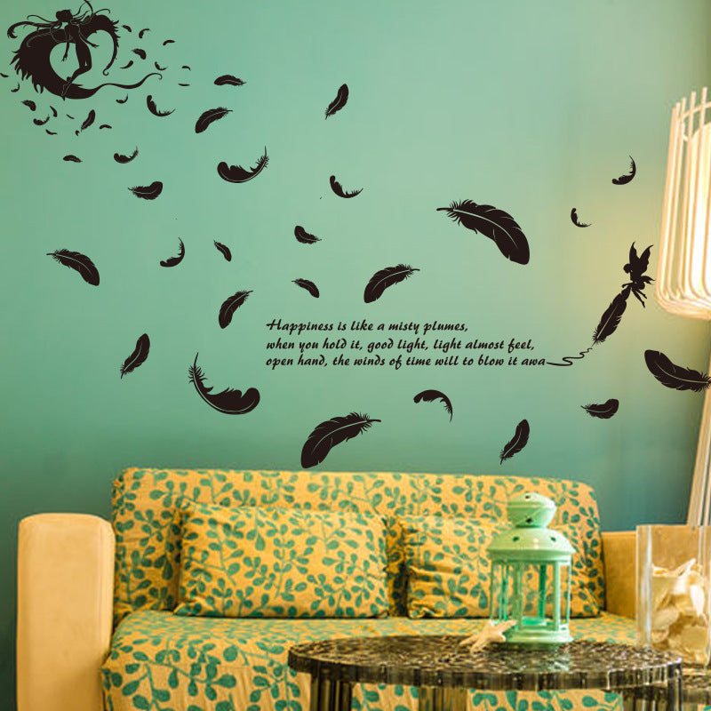 Wall Stickers Wallpaper Wholesale Feather Angel Three Generations Removable Bedroom Living Room Decoration Wall Stickers