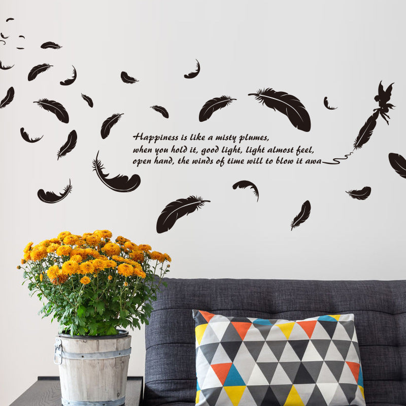 Wall Stickers Wallpaper Wholesale Feather Angel Three Generations Removable Bedroom Living Room Decoration Wall Stickers