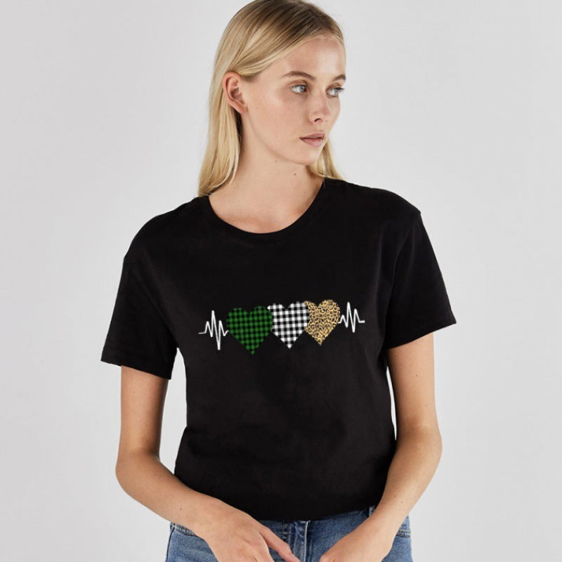 Leopard Lip Pattern Women'S Top Loose Round Neck Fashion Women'S T-Shirt