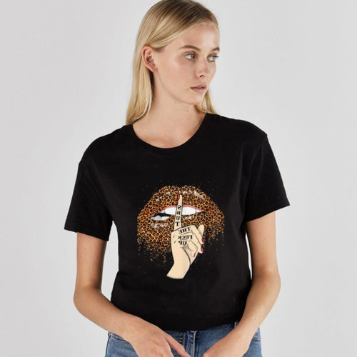 Leopard Lip Pattern Women'S Top Loose Round Neck Fashion Women'S T-Shirt
