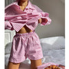 Spring And Summer Women's Hot Sale Striped Loose Long-sleeved Shorts Fashion Casual Shirt Suit