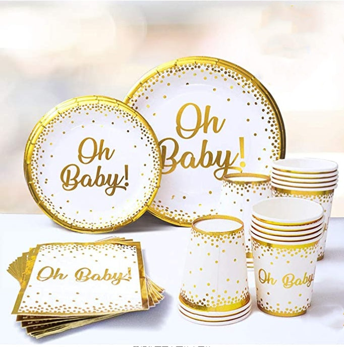 oh baby baby theme paper cup paper plate