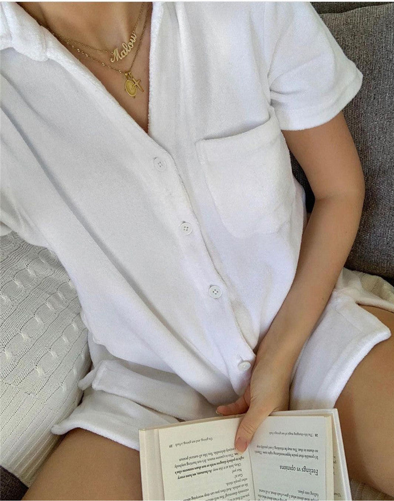 Sportswear Casual Pajamas Cardigan Sexy Shorts Suit