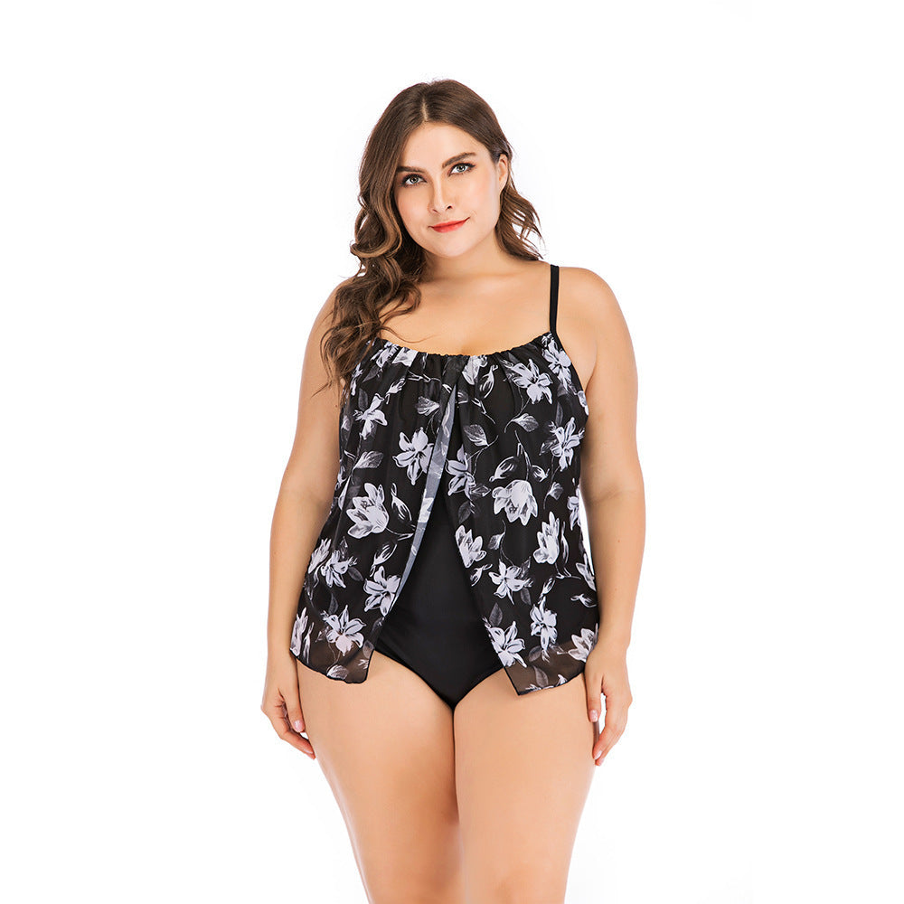 European And American Conservative One-piece Slit Ladies Swimsuit