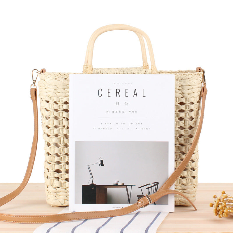 Simple Wind Straw Woven Bag Beach Handmade Hollow Woven Bag Holiday Female Bag