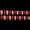 Red   Color Leopard Print Ballet False Nails