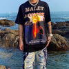 New Moon Melt Printing Rock Short Sleeve T-Shirt Casual Wild Loose Couple