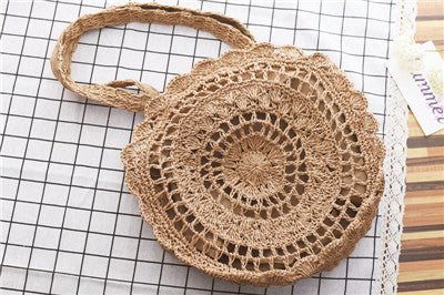 Selling New Korean Fashion Paper Rope Crochet Big Flower And Grass Woven Bag Beach Bag Woven Bag