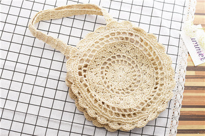 Selling New Korean Fashion Paper Rope Crochet Big Flower And Grass Woven Bag Beach Bag Woven Bag