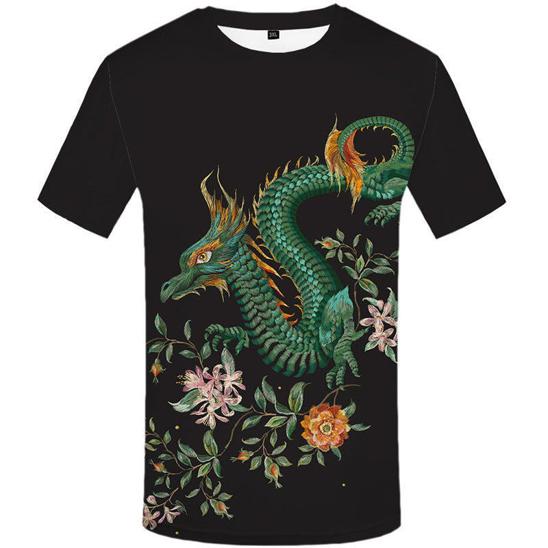 Printed T-shirt European And American Men's Round Neck Short Sleeve