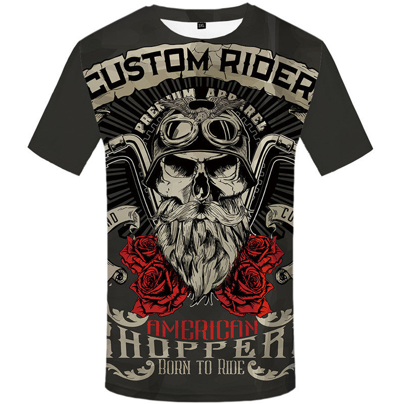 Printed T-shirt European And American Men's Round Neck Short Sleeve