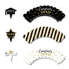 Black Gold Graduation Cake Cup Circle Decoration Circle Party Supplies Set