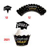Black Gold Graduation Cake Cup Circle Decoration Circle Party Supplies Set
