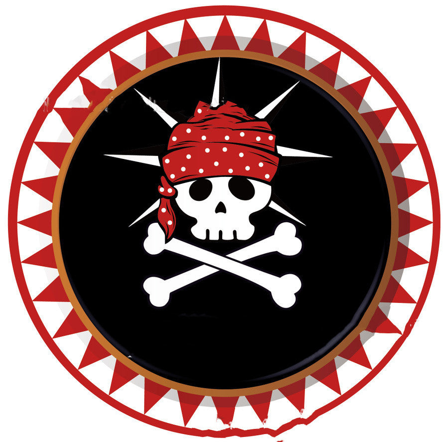 Red And Black Pirate Hainan Airlines Theme Party Holiday Party Banner 8 Persons 4 Piece Set Paper Plate Tissue Paper Cup