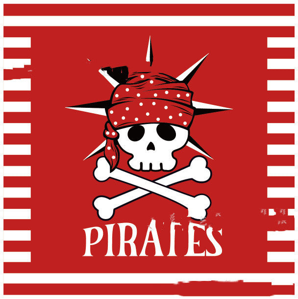 Red And Black Pirate Hainan Airlines Theme Party Holiday Party Banner 8 Persons 4 Piece Set Paper Plate Tissue Paper Cup