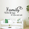 Family love never ends Inspirational Quotes Wall Stickers DIY Art Decals Home Decorative Living Room Bedroom Wallpaper