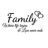 Family love never ends Inspirational Quotes Wall Stickers DIY Art Decals Home Decorative Living Room Bedroom Wallpaper