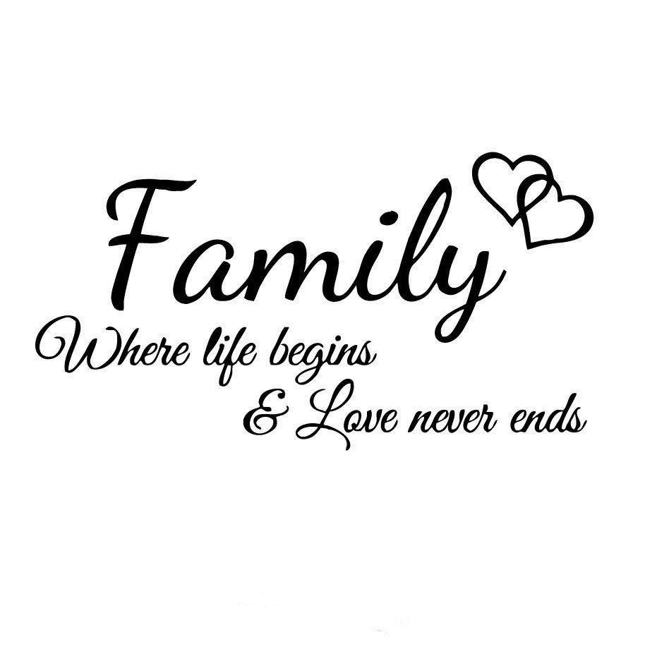 Family love never ends Inspirational Quotes Wall Stickers DIY Art Decals Home Decorative Living Room Bedroom Wallpaper