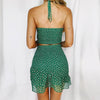 Sexy Halter Halter Camisole Top Two-Piece Pleated Floral Skirt Set