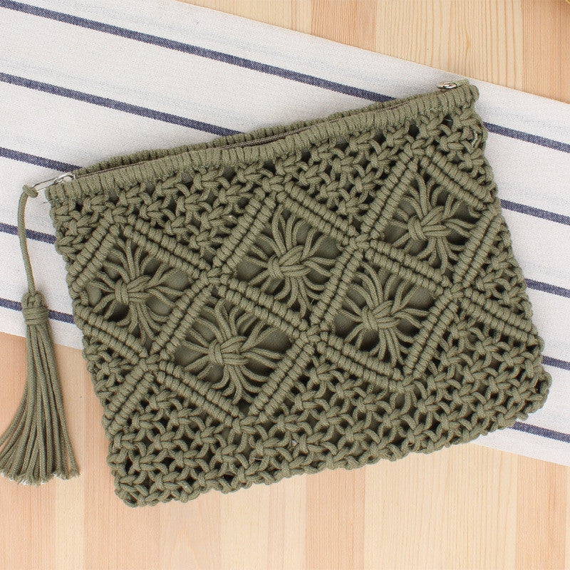 Simple Tassel Hand Holding Straw Woven Retro Hand Woven Bag