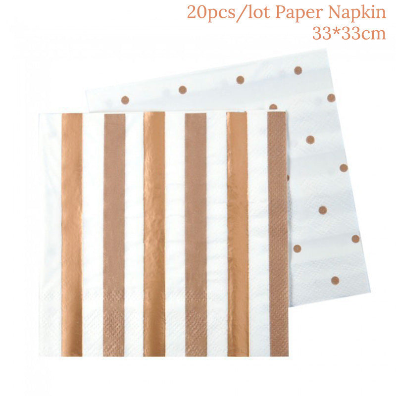 Rose Gold Paper Cups And Trays Disposable Party Supplies