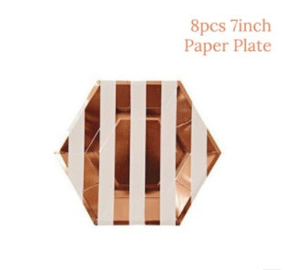 Rose Gold Paper Cups And Trays Disposable Party Supplies