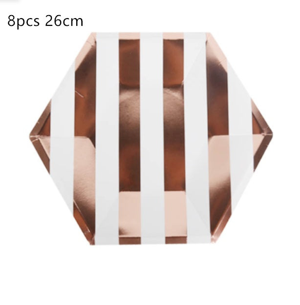 Rose Gold Paper Cups And Trays Disposable Party Supplies