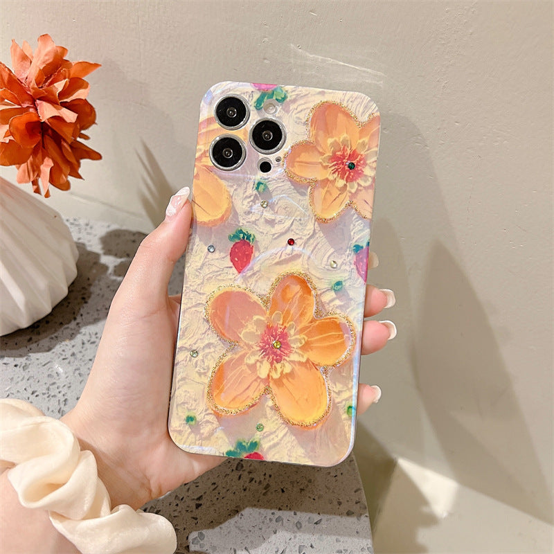 Oil Painting Flower Suitable Blue Light Spot Drill Silicone Soft Case