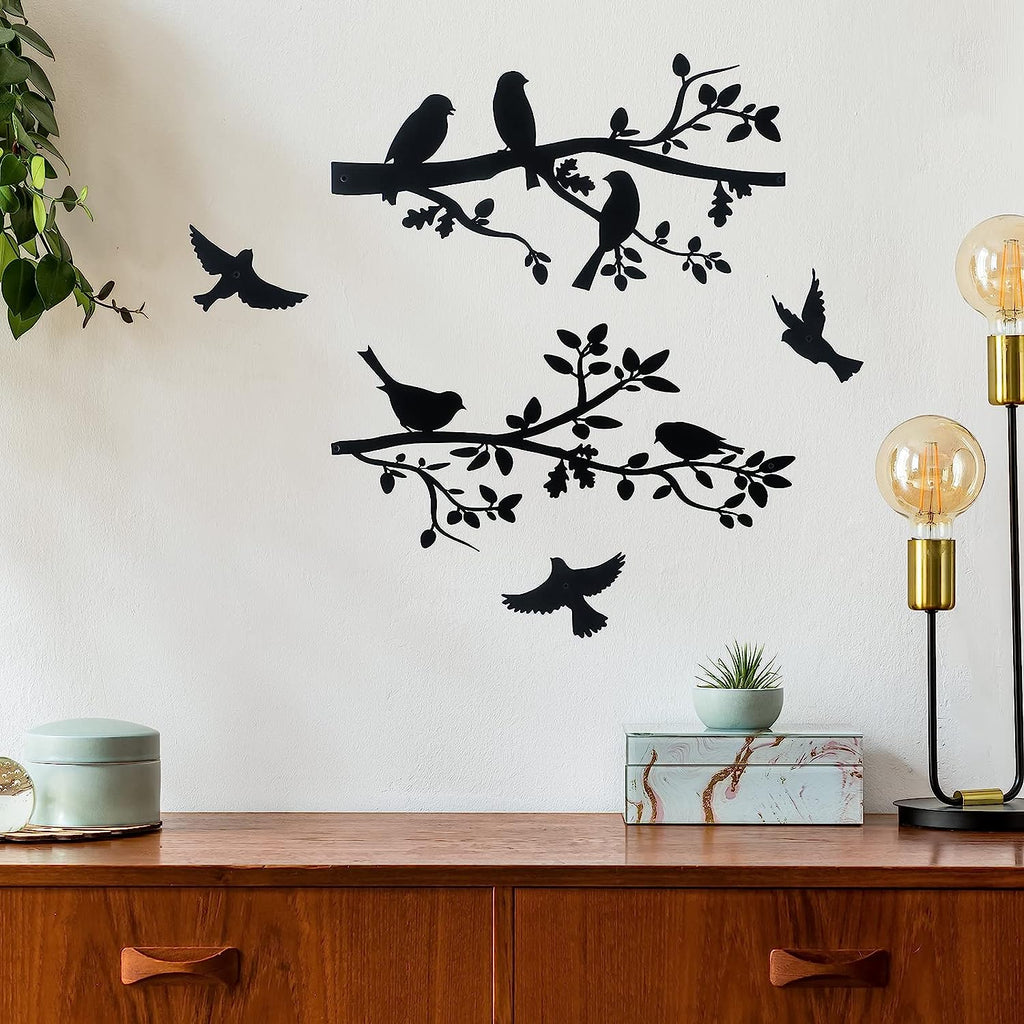 1 Set Metal Bird Wall Art, Bird In Branch Metal Wall Art Decoration, Indoor Bedroom Living Room Decoration, Outdoor Doorway Corridor Pastoral Decoration, Holiday Decoration