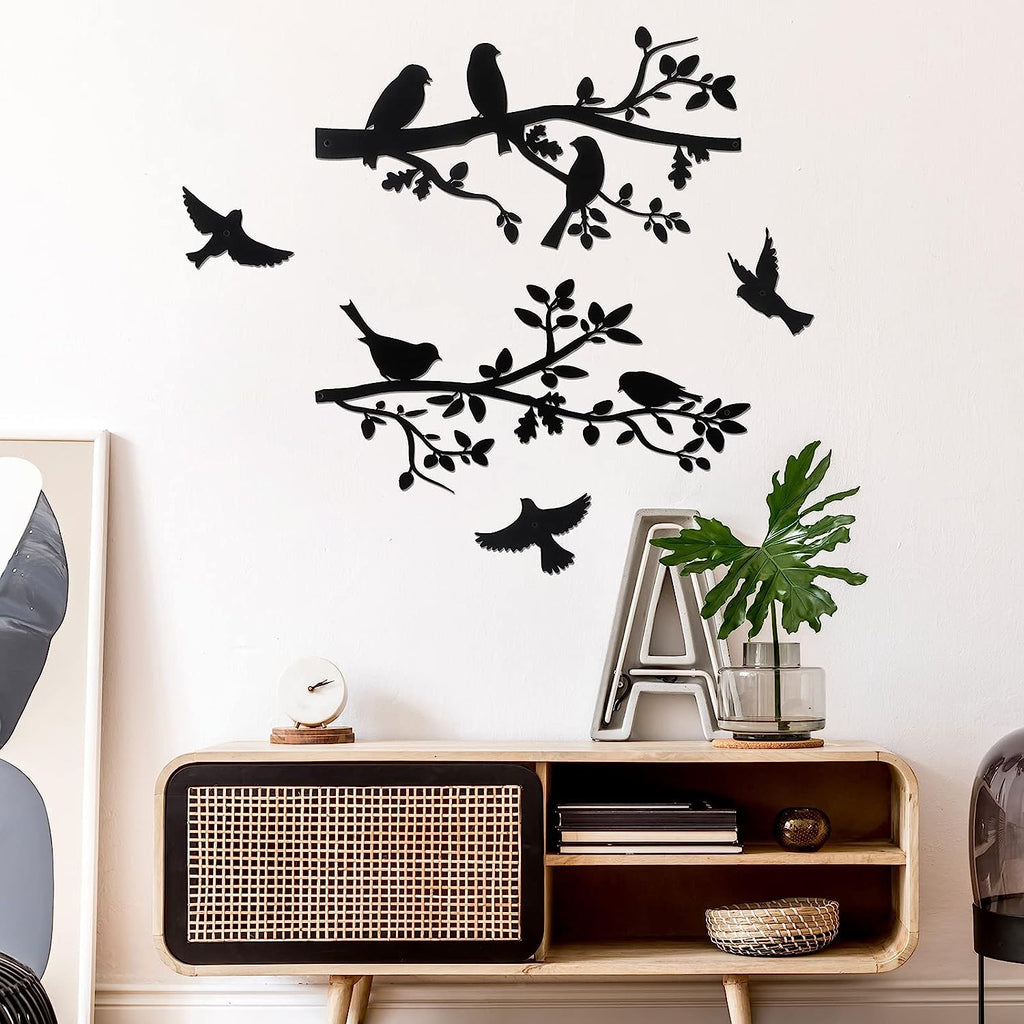 1 Set Metal Bird Wall Art, Bird In Branch Metal Wall Art Decoration, Indoor Bedroom Living Room Decoration, Outdoor Doorway Corridor Pastoral Decoration, Holiday Decoration