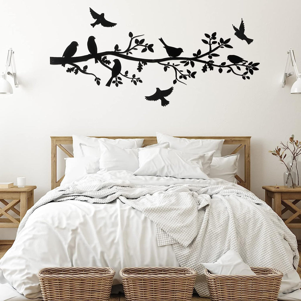 1 Set Metal Bird Wall Art, Bird In Branch Metal Wall Art Decoration, Indoor Bedroom Living Room Decoration, Outdoor Doorway Corridor Pastoral Decoration, Holiday Decoration