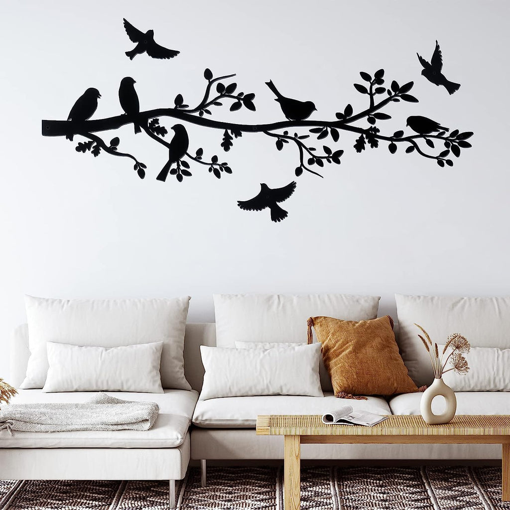 1 Set Metal Bird Wall Art, Bird In Branch Metal Wall Art Decoration, Indoor Bedroom Living Room Decoration, Outdoor Doorway Corridor Pastoral Decoration, Holiday Decoration