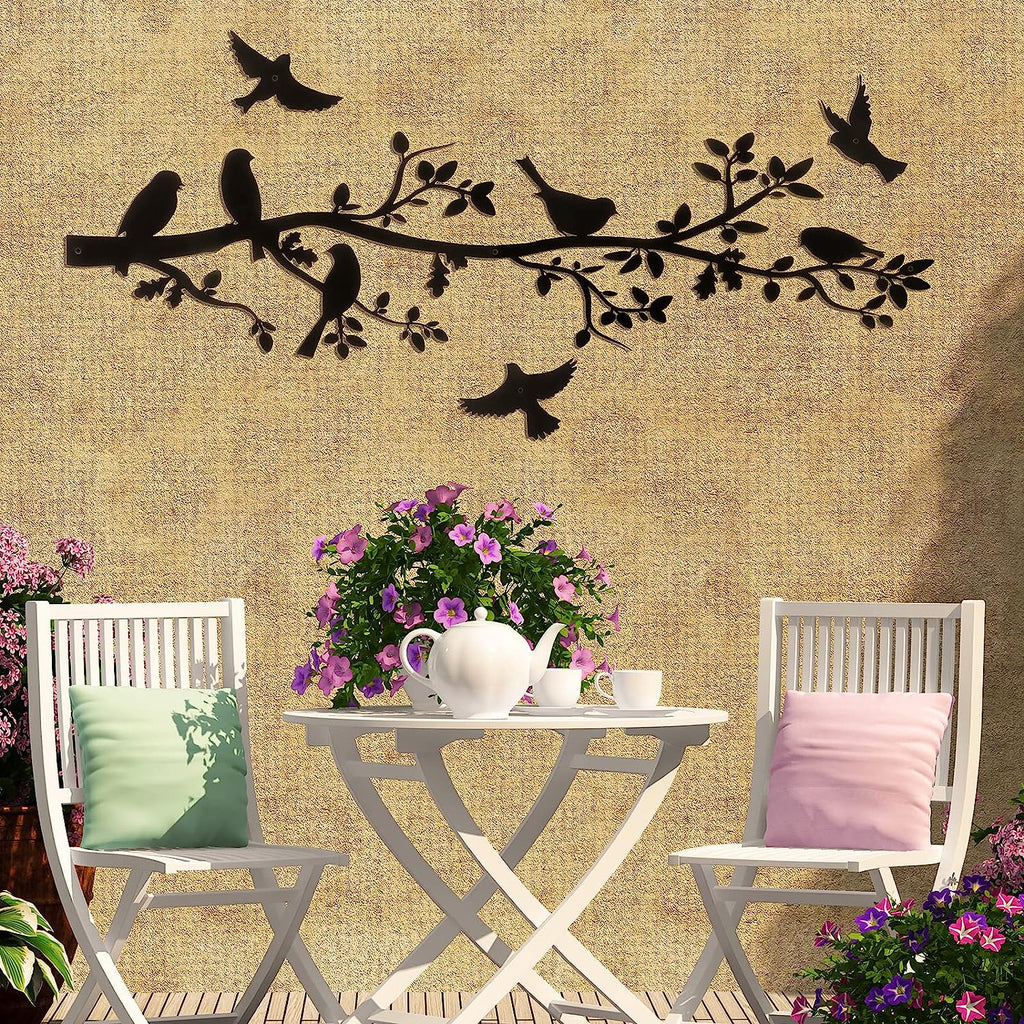 1 Set Metal Bird Wall Art, Bird In Branch Metal Wall Art Decoration, Indoor Bedroom Living Room Decoration, Outdoor Doorway Corridor Pastoral Decoration, Holiday Decoration