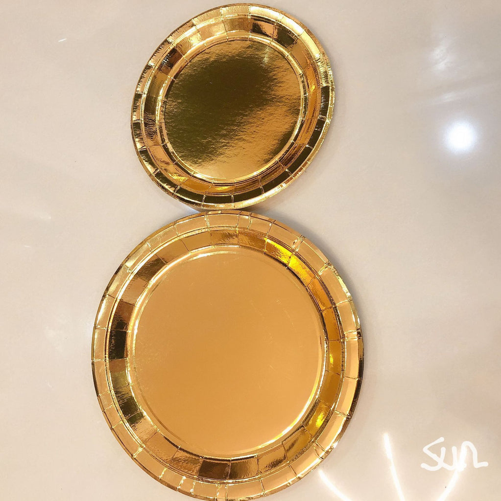 High End Bronzing Gold Party Cutlery Paper Cups And Plates
