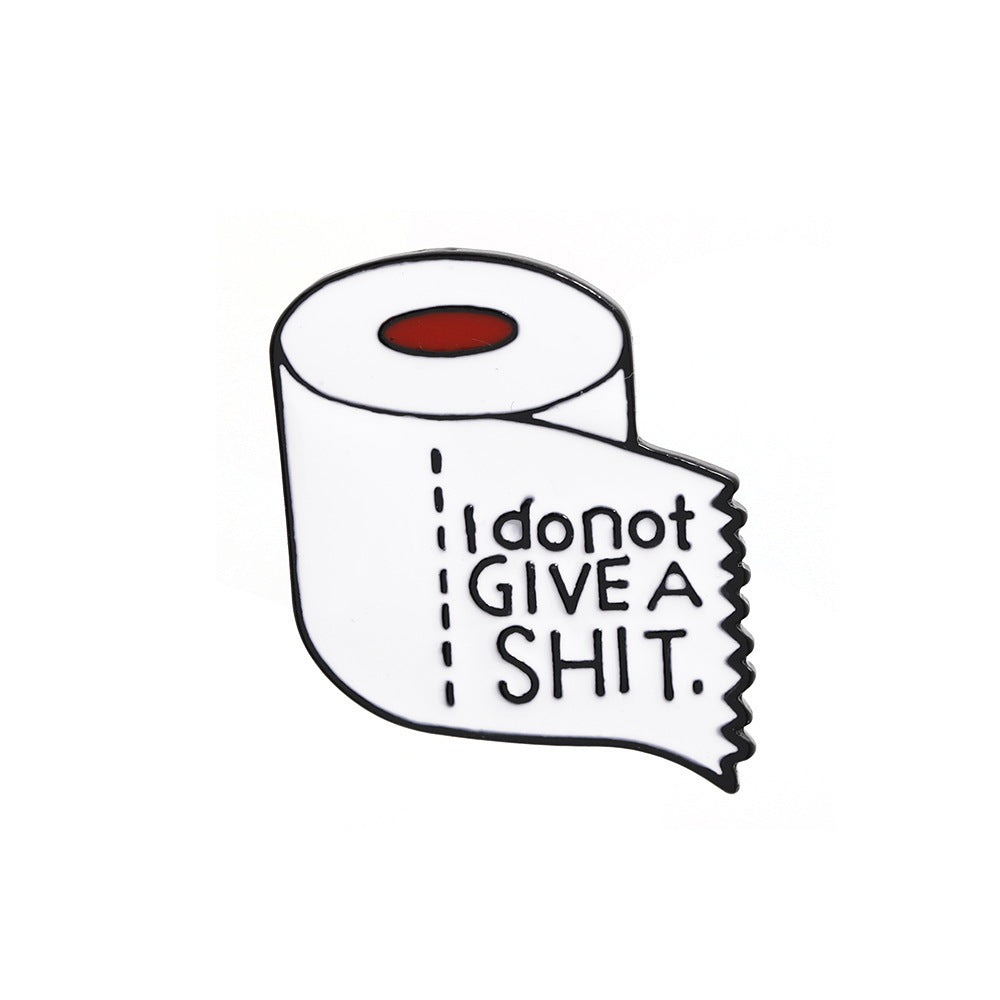 Rolled paper toilet paper drip enamel brooch